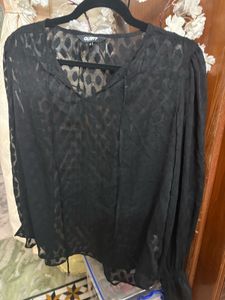 Chic Black Sheer Patterned Top