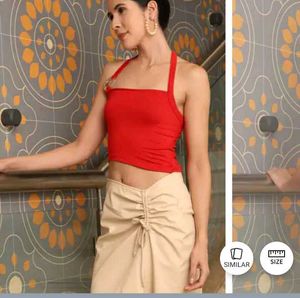 XXL size Red Halter Crop Top