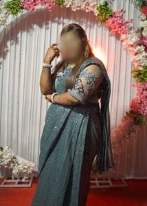 Elegant Sequined Saree (2 colors grey and green)