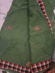 Olive Green Saree with Embroidery