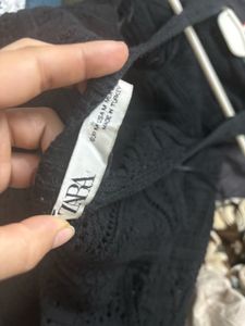 ZARA Chic Black Crochet Mini Dress