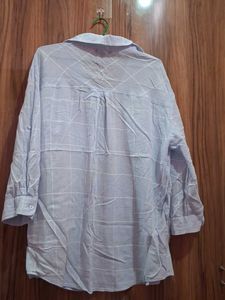 Light Blue Plaid Oversized Shirt