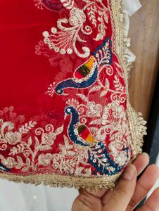 White &amp; Red Sequinned Lehenga Choli