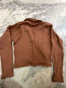 Brown Collared Pullover Top