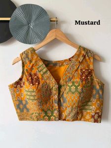 V Neck Patchwork Blouse