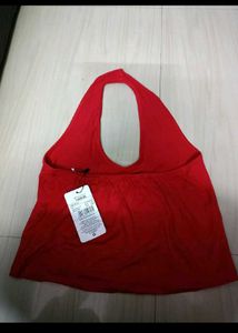 Chic Red Halter Neck Crop Top