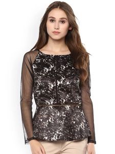 Elegant Black & White Peplum Top
