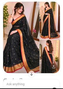 Elegant Black Saree with Gold Border