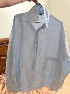 Light Blue Oversized Button-Up Shirt