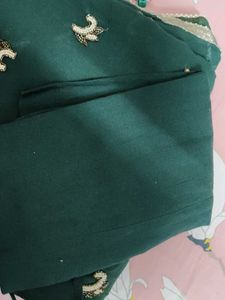 Embroidered Green Silk Saree