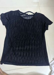 Sheer Striped Navy Blue Top