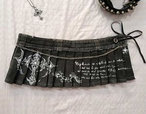 Gothic Y2K tie up skirt belt