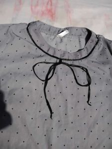 Gray Polka Dot Bow top