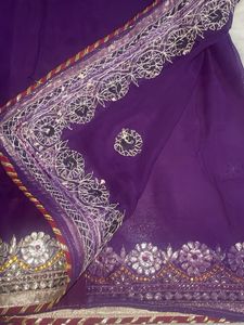 Beautiful gota handwork Purple Saree with Blo