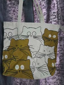 Cute Cat Print Tote Bag