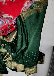 pure dola silk Emerald Green Saree with stone