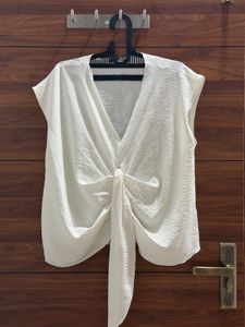 White Twist-Front Top
