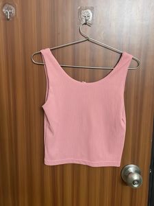 Ribbed Pink Crop Tank Top