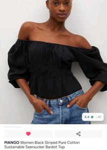 Mango Black Peplum Top