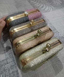 Sparkling Pink &amp; Grey Clutch Bag
