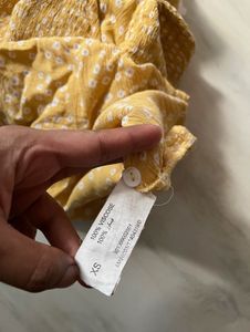 Yellow Smocked Floral Blouse