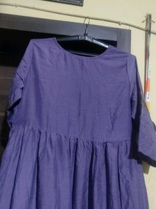 Purple Kurta Set with Golden Border