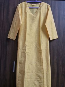 Yellow Kurta with White Dots