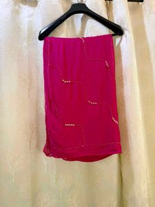 Chiffon Pink Saree with Embellishments