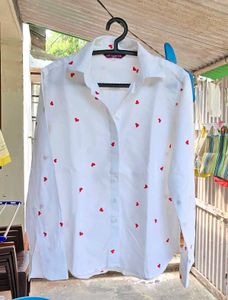 White Shirt with Red Hearts