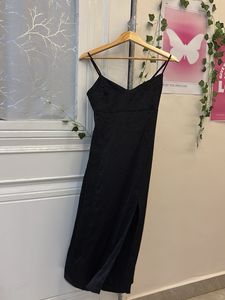 Elegant Black Slip Dress with High Slit