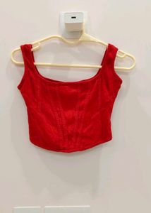 Red Corset Style Crop Top