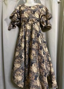 Bohemian Print Puff Sleeve Dress