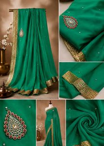 Emerald Green Embellished Saree