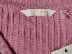 Pink Ribbed Cropped Cardigan Long Sleeves