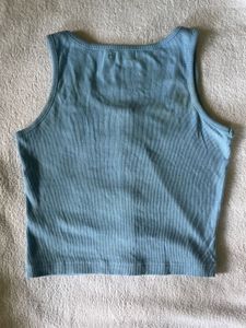 Ribbed Button-Up Crop Tank Top