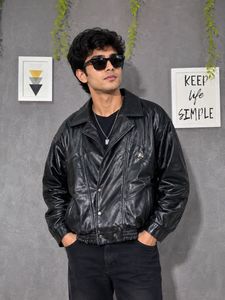 Vintage Black Leather Jacket for man