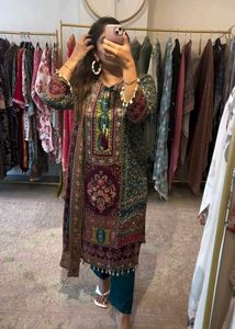 REAL MIRROR &amp; DIAMOND HANDWORK KURTI SET