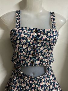 Floral Print Crop Top &amp; Skirt Set