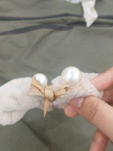 Faux Fur Pearl Hair Scrunchies (Set of 2)