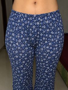 Comfortable Blue Floral Print Palazzo Pants