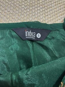 Sequin Embellished Green Crop Top/Blouse