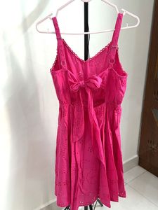 Chic Pink Eyelet Mini Dress