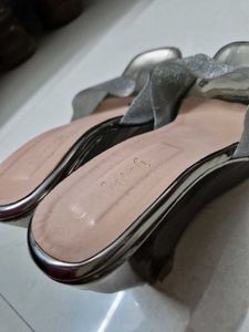 Sparkly Silver Wedge Heels