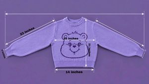 LAVENDER TEDDY BEAR GRAPHIC KNIT SWEATER