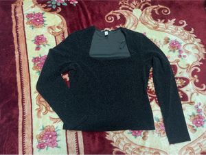 Sparkly Black Long Sleeve Top