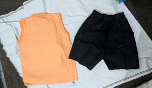 Cute Baby Boy  Outfit  – Orange Top &amp; Black Cargo