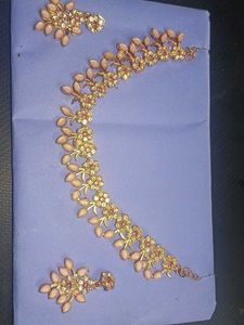 American Diamond Pink Studded Jewellery Set