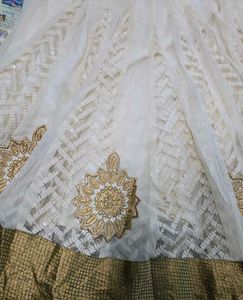 Heavy Work Cream Anarkali Set with Gold Embroidery
