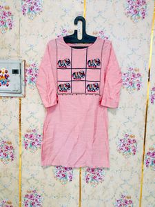 🇳🇿💫🎀Pink Kurta with Elephant Embroidery