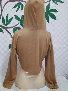 (1100)Brown Cropped Hoodie